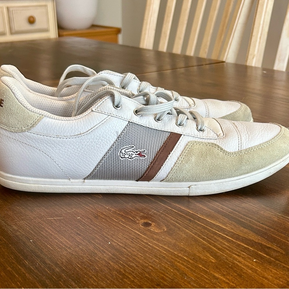 Lacoste Men's White and Tan Sneakers